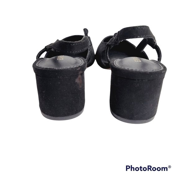 Express Black Silver Cap Pointed Toe Sling Back Block Heels Size 6 - Picture 3 of 8